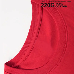 T-shirt en coton respirant pour homme - Style sport décontracté coupe ample - T-shirt rouge à manches courtes col rond coupe classique décontractée unie - Product Image 6
