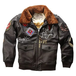 Custom Luxury Embroidered <b>Leather</b> <b>Jacket</b> Genuine <b>Leather</b> Motorcycle Fashion Coat OEM ODM Factory Sample Service - Product Image 1