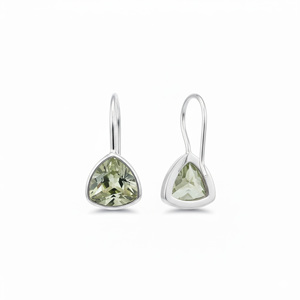 Boucles d'oreilles en argent 925 en forme de trilobes avec améthyste verte pour un usage quotidien au bureau - Product Image 2