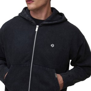 Sweat à capuche zippé vintage délavé, coupe oversize, en molleton de coton épais, survêtement, logo personnalisé, coupe ample, streetwear, fabricant ODM en gros - Product Image 5