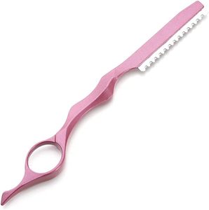 Hair <b>Cutter</b> Metal Single <b>Edge</b> Blade Straight Carbon Steel Safety Razor with Rubber Handle Right-Handed for Hair Thinning - Product Image 1