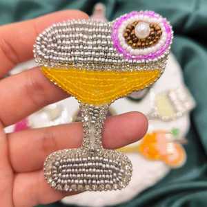 <b>Custom</b> Pink Lily Flowers Keychain Beaded Bag Charms Glass Seed Bead <b>Key</b> Rings Embroidery Plant Pendant Gold Metal Floral <b>Key</b> - Product Image 4