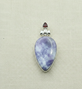 Colgante de punta de flecha con piedras preciosas de lepidolita púrpura natural y granate, plata de ley 925, chapado en oro rosa y oro amarillo, joyería unisex. - Product Image 6