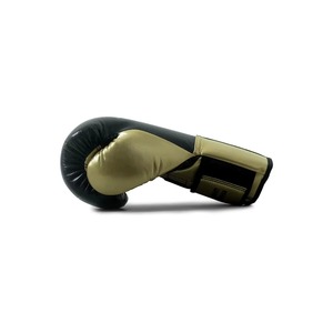 Guantes de Boxeo de Cuero Negro y Dorado con Cierre de Velcro Ajustable para Entrenamiento de Artes Marciales - Product Image 3