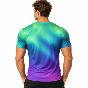 T-shirt pour homme OEM, impression par sublimation, tissu polyester léger, logo personnalisé, t-shirt de sport tendance, production en gros - Product Image 2