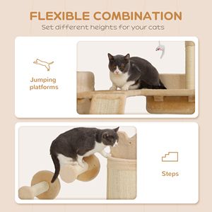 4 pz Beige gatto mensola a muro con Design ad angolo tra cui Scratching Post Board posatoi per gatti bacchette e palla giocattolo-albero gatto e graffio - Product Image 4