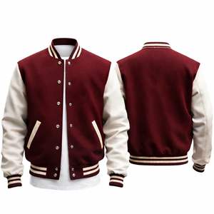 Blouson universitaire unisexe streetwear personnalisé de haute qualité pour le printemps et l'automne, avec lettres appliquées et design color block sur le devant, 100% coton - Product Image 3