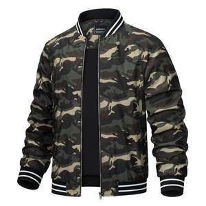 Chaqueta Bomber de Camuflaje para Hombre, Cierre de Cremallera, Cuello Camisero, Estilo Casual para Otoño, Manga Regular, 100% Poliéster - Product Image 1