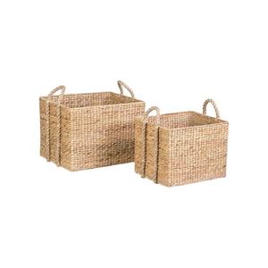 Naturals Handwoven Water <b>Hyacinth</b> Storage <b>Basket</b> with Leather Handles Elegant Home Organization Solution - Product Image 1