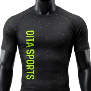 <b>Black</b> Neon Green Men Compression <b>T</b> <b>Shirt</b> and Shorts Set Breathable Stretch Fitness Gym Training Running Athletic Sportswear - Product Image 3