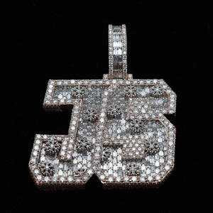 Personalized <b>Number</b> 35 Pendant Lab Grown Diamond GIA Certified 925 Sterling Silver Hip Hop Necklace Iced Streetwear Jewelry Gold - Product Image 1