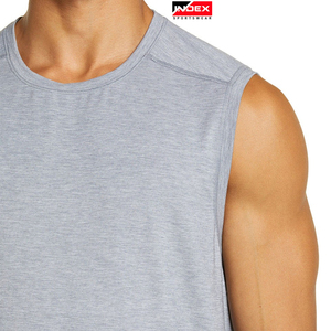 เสื้อกล้ามผู้ชาย INDEX คอกลม สีเทาล้วน ผ้าถัก แห้งเร็ว ทรงสปอร์ต เหมาะสำหรับออกกำลังกาย ผลิตจากโพลีเอสเตอร์ - Product Image 6