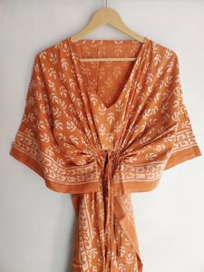 Handmade Long Kaftan Dress Cotton Kaftan Free Size Sexy Kaftan Night Dress Women Beach Cover <b>up</b> Long Nightwear Gown Natural - Product Image 2