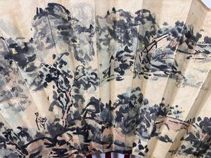 Handmade Wood <b>Natural</b> Folding Fan with Modern Traditional Ink <b>Painting</b> Design Antique Imitation Art Collectible - Product Image 4