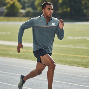 Premium Quality Long Front Sports Training Full Zip <b>Men</b> <b>Track</b> <b>Jacket</b> Stand Collar Breathable Windproof <b>for</b> Running Fitness - Product Image 3