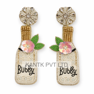 Boucles d'oreilles de mariée faites à la main en perles de rocaille, bijoux fantaisie mignons pour mariage, cadeau idéal - Product Image 2