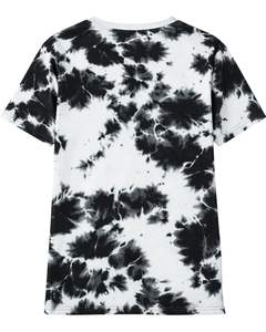 T-shirt personnalisé noir et blanc tie-dye pour homme, en coton, style streetwear décontracté, col rond, manches courtes, tendance été. - Product Image 2