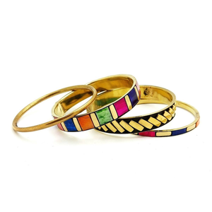 Bracelets en résine avec laiton peints à la main pour femmes / Accessoires de mode pour dames - Product Image 4