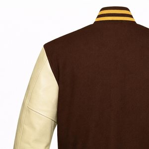 Veste varsity pour homme REBA SPORTS IMPEX, vert olive, col montant, coupe classique, patchwork, couleur unie, tissu en laine, vêtements décontractés d'hiver - Product Image 4
