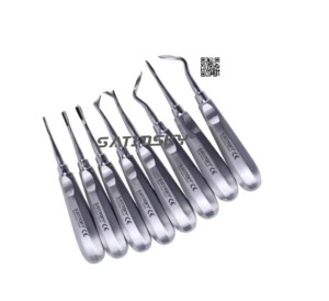 Elevador Dental de Acero Inoxidable, Elevador de Extracción Curvo para Raíces, Herramientas Quirúrgicas Dentales, 8 Piezas, Manual - Product Image 1