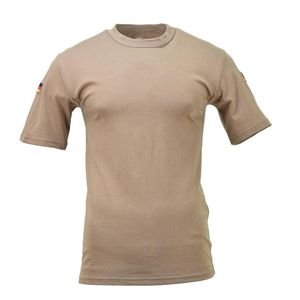 เสื้อยืดคอกลมแขนสั้นสีพื้นสีกากีสำหรับผู้ชายสไตล์เยอรมัน ทรงปกติ ระบายอากาศได้ดี ผ้าเจอร์ซีย์คอตตอนลำลอง - Product Image 6