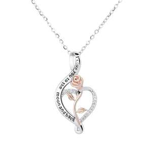 ZAWO HOUSE Collier Pendentif Fleur Rose en Argent Sterling 925 Plaqué Or avec Moissanite pour Femme, Bijou de Mariage Tendance - Product Image 1