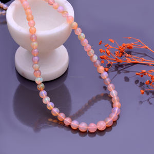 Brin de 16 pouces naturel de perles de forme ronde lisse d'opale éthiopienne de feu multi naturel 4x4mm-7x7mm pour la fabrication de bijoux prêts - Product Image 2