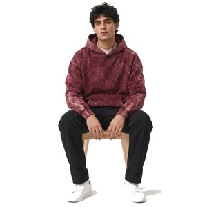 Sudadera con capucha extragrande personalizada con lavado ácido, de felpa de mezcla de algodón de alto gramaje, teñida con efecto vintage, estilo streetwear, para marcas - Product Image 3