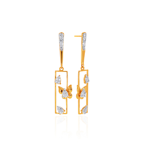 Luxury Yellow Gold Diamond Earrings with Pear <b>Cut</b> <b>Stones</b> and Butterfly Design <b>for</b> Women Wedding Jewelry - Product Image 2