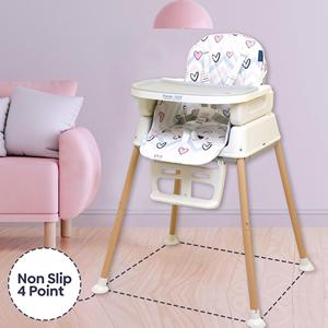 Polka Tots Grow & Glide 4 in 1 Convertible Heart Design High <b>Chair</b> - (<b>Pink</b>) - Product Image 5