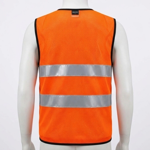 Gilet de sécurité orange personnalisé haute visibilité, vêtement de travail réfléchissant en maille avec poche zippée, Construction Pro - Product Image 3