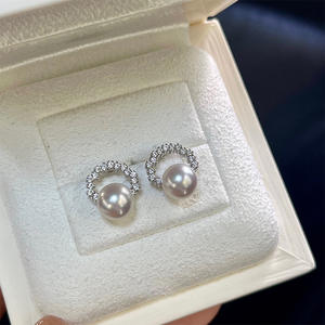 Pendientes de Perlas de Agua Dulce de 7-9 mm con Forma Redonda, Gran Brillo, Diseño de Copo de Nieve, Plata de Ley S925 - Product Image 3