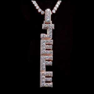 Colgante de Letra Personalizada con Moissanita VVS Engastada en Canal, Plata 925 y Oro 14k, Estilo Hip Hop Iced, Unisex, Joyería Certificada GRA - Product Image 2