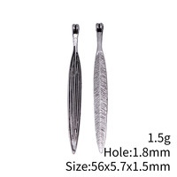 Breloque Feuille de Saule Fine 56x5.7x1.5mm en Alliage de Zinc Argent Vieilli avec Texture Veineuse pour Décoration de Napperons et Tissage de Attrape-rêves