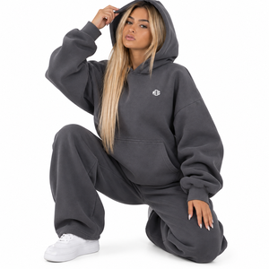 Women’s <b>Oversized</b> <b>Fleece</b> <b>Hoodie</b> Set Heavyweight Cotton Blend Pullover Sweatshirt Jogger Co Ord Loungewear Streetwear Hoodies USA - Product Image 5