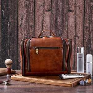 Genuine Leather Toiletry Bag Mens Dopp <b>Kit</b> Travel Wash Bag <b>Shaving</b> <b>Kit</b> Pouch Waterproof Lining Wholesale Shop TYG-0136 - Product Image 1
