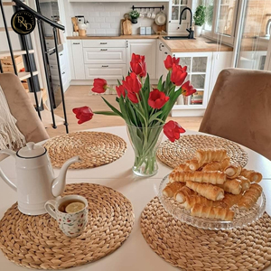 Tapis de table en jacinthe d'eau fait main - Design moderne, écologique, lavable, antidérapant, durable, léger, résistant à la chaleur, personnalisable - Product Image 2