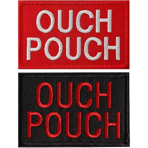 Parche Bordado Ouch Pouch de 3x2 Pulgadas, Aplique de Tela Rectangular Termoadhesivo para Bolsos - Product Image 3