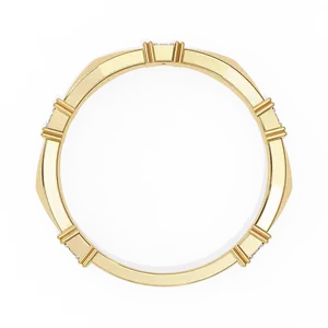 Bague géométrique unisexe en or massif 10K 14K 18K avec cinq diamants facettés cultivés en laboratoire, certifiée IGI, bijoux fins modernes - Product Image 2
