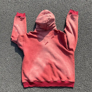 เสื้อฮู้ดดี้วินเทจทรงโอเวอร์ไซส์ ผ้าคอตตอนฟลีซหนานุ่ม ล้างสีแบบ Snow Wash สไตล์สตรีทแวร์ ออกกำลังกายได้ ผลิตตามแบบ OEM สำหรับผู้ชายและผู้หญิง - Product Image 2