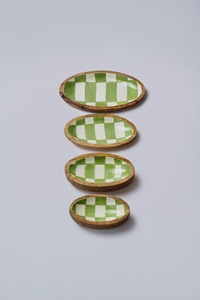<b>Set</b> Of 4 Different Size Designer Wooden Platter For Sauces Spices And Starters <b>Serving</b> Elegant Kitchen Tableware <b>Set</b> From India - Product Image 1