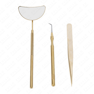 Stainless Steel Lash Tweezers Set with Gold Eyelash Mirror Professional Extension <b>Tools</b> for Beauty Salon Supplies - Product Image 5