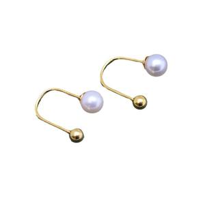 Zhuji Danshui <b>Long</b> S925 <b>Silver</b> Stud <b>Earrings</b> 4-6mm Round Strong Light Flawless Pearls Fully Inlaid Fashion Accessories - Product Image 5