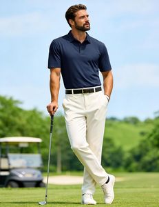 Mens Slim Fit for Shirt 100% Polyester Eco-Friendly <b>Stretch</b> Fabric Comfortable Casual Wear Short Sleeve Golf Style OEM ODM Bulk - Product Image 3