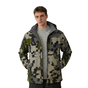 Veste softshell géométrique orange pour homme, entièrement zippée, imperméable, style chasse d'automne, en polyester, manches longues, logo personnalisé - Product Image 5