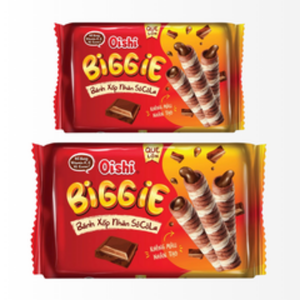 Meilleures ventes Oishi Biggie Chocolate Wafer Roll 45g Gaufrette au chocolat croustillante Prix compétitif Vente en gros Exportation - Product Image 2
