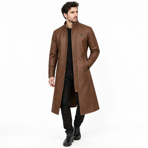 Gabardina de Cuero Genuino para Hombre |   Negro Marrón Camel |   Fabricante OEM ODM |   Diseño de Calidad Premium |   Ropa de Cuero | - Product Image 6