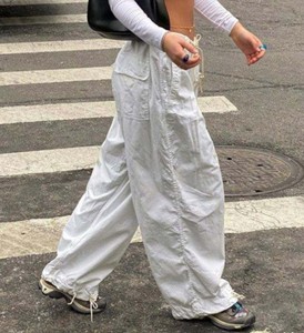 Nouveau pantalon cargo parachute pour femme, coupe large, en coton tissé, élastique, tendance, très écologique, coupe-vent, pour le travail et le sport, pour le dropshipping - Product Image 5