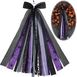 Ghirlanda Gotica di Halloween da 27 Pollici con Nastro e Fiocco, Grande Decorazione da Appendere per Interni ed Esterni, per Feste e Coriandoli - Product Image 1