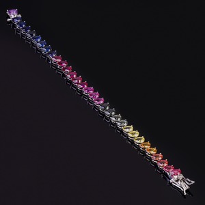 Pulsera de tenis con gemas multicolor en forma de pera creadas en laboratorio, elegante joyería para mujer, regalo, pulsera de declaración de amor, piedra para hacer joyas - Product Image 2